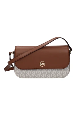 Brun Tyg Crossbody Väska med Logotyp