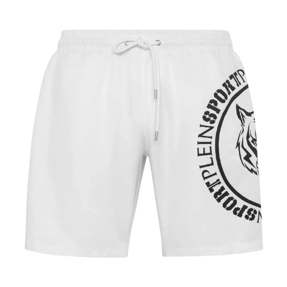 Plein Sport Vita Carbon Tiger Badshorts White, Herr