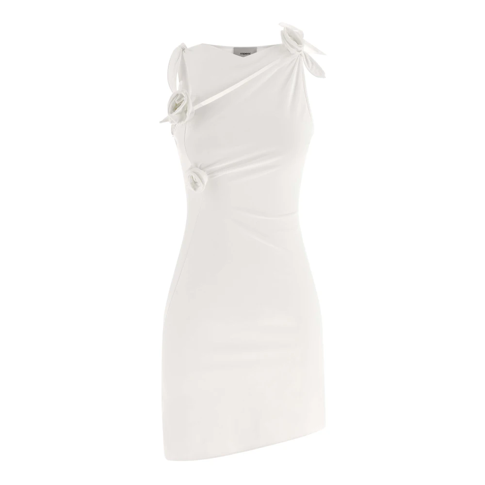 Coperni Women's White Asymmetric Flower Minidress - Short Dresses - Xs - Dresses