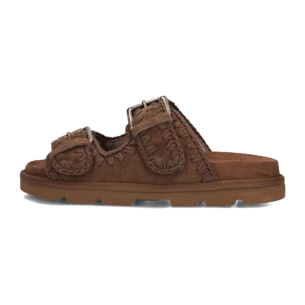 Mou Women's Brown Sliders, 8 Uk, Bio Sandal With Buckles