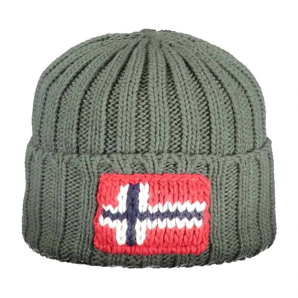 Napapijri Groene Geborduurde Logo Beanie Muts Green Heren