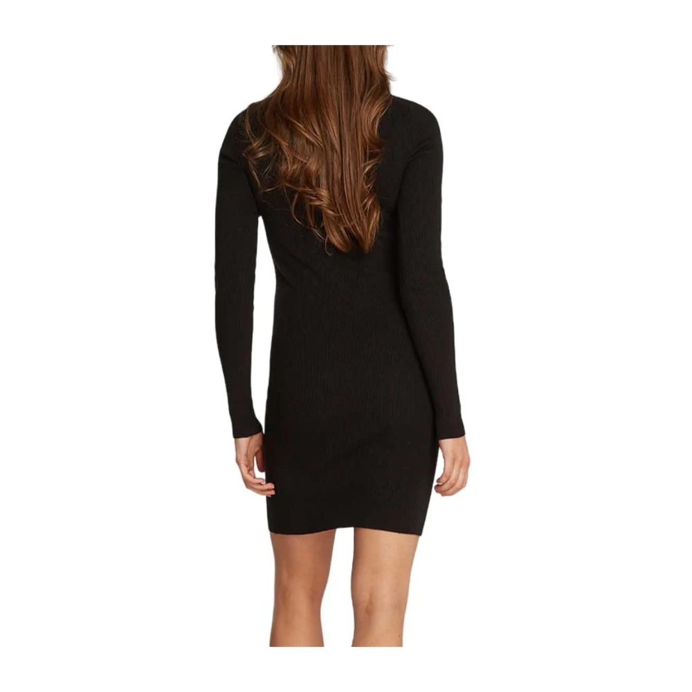 Calvin Klein Jeans Stijlvolle Strakke Woven Label Jurk Black Dames
