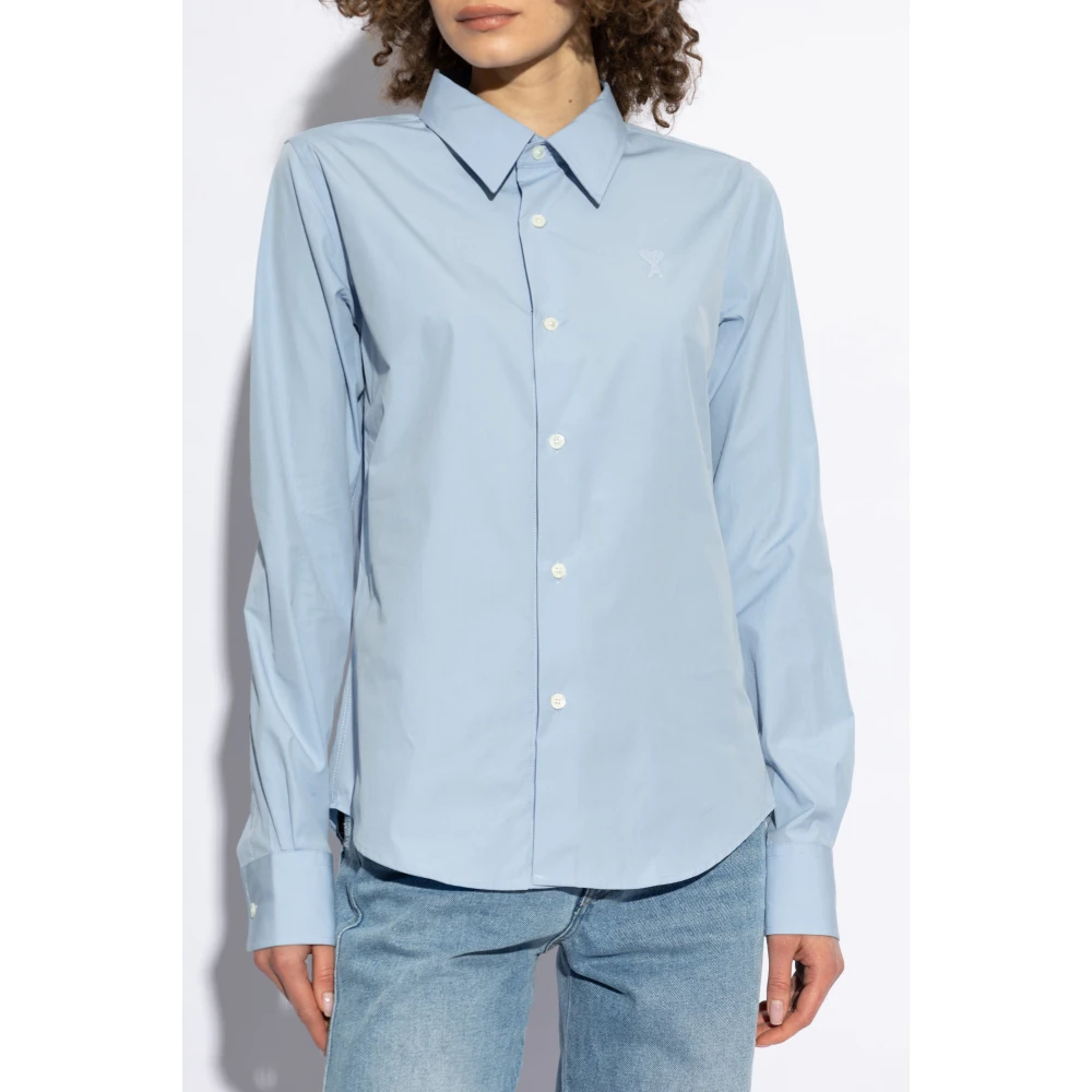 Ami Paris Overhemd met logo Blue Dames