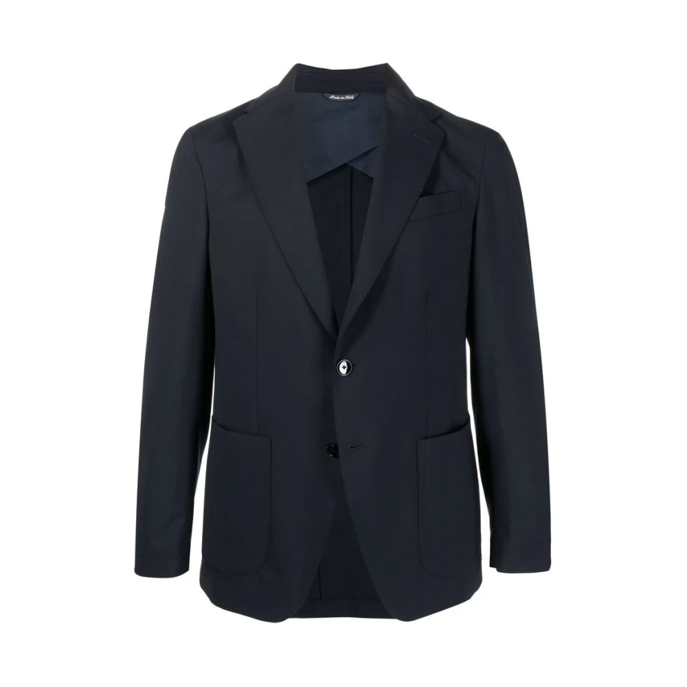 Reveres 1949 Blauwe Wol Blazer met Revers Blue Heren