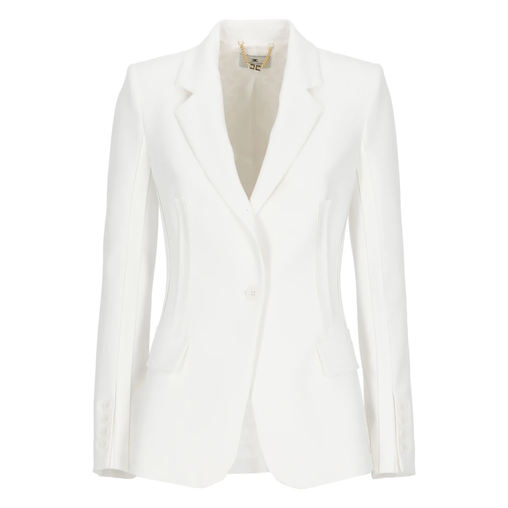 Elisabetta Franchi Women's Beige Double Crepe Blazer - Blazers - M - Jackets