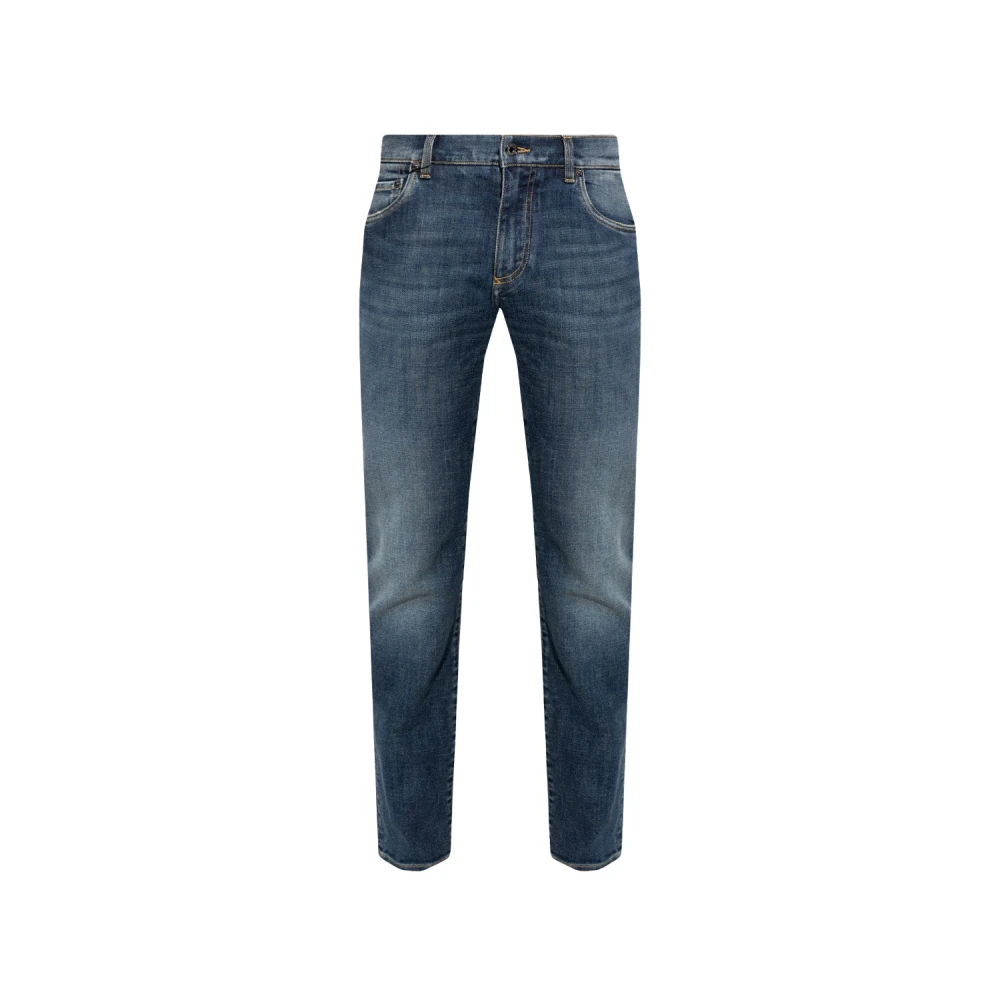 Dolce & Gabbana Men's Blue Jeans With Logo - Slim Fit Jeans - L - Jeans