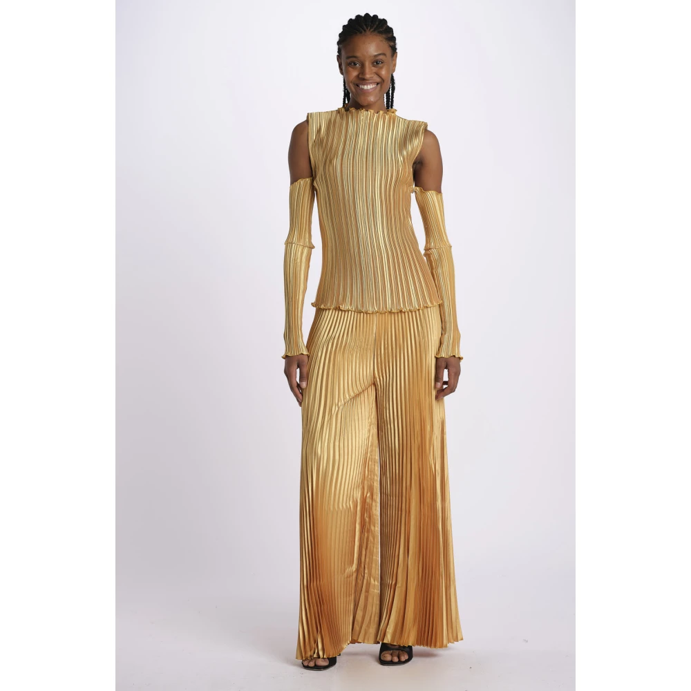 L'idée Gouden Geplooide Top met Afneembare Mouwen Yellow Dames