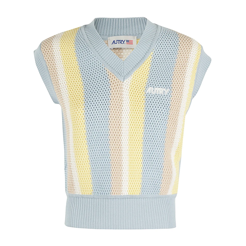Autry Intarsia-Gebreid Vest met V-hals Multicolor Dames