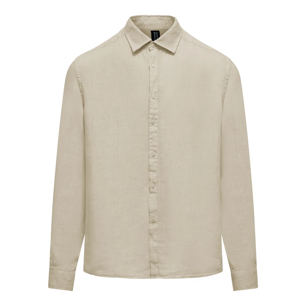 Bomboogie Uomo Beige - Camicia A Maniche Lunghe In Lino - Shirts - M