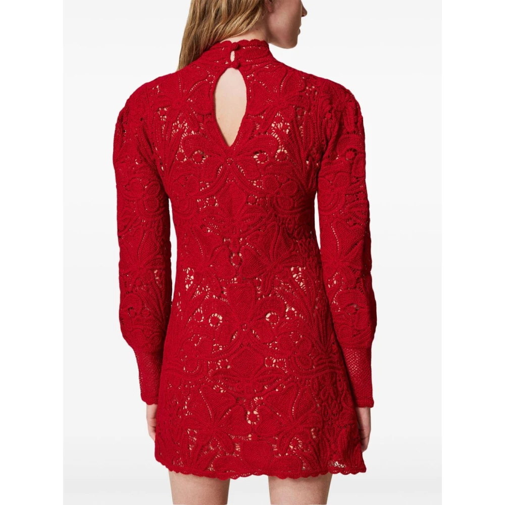 Twinset Rode Wollen Jurk Aw24 Red Dames
