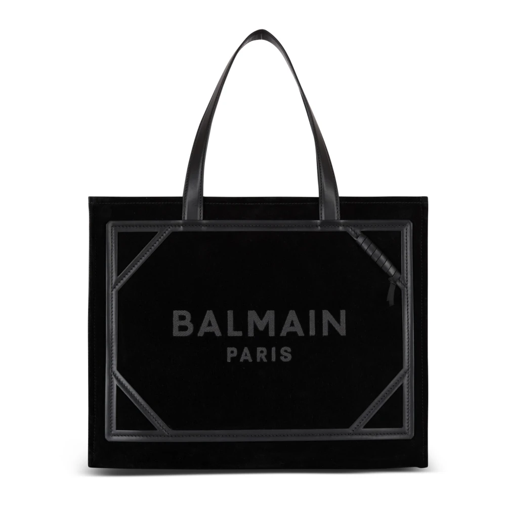 Balmain Middelgrote suède B-Leger tote tas Black Dames