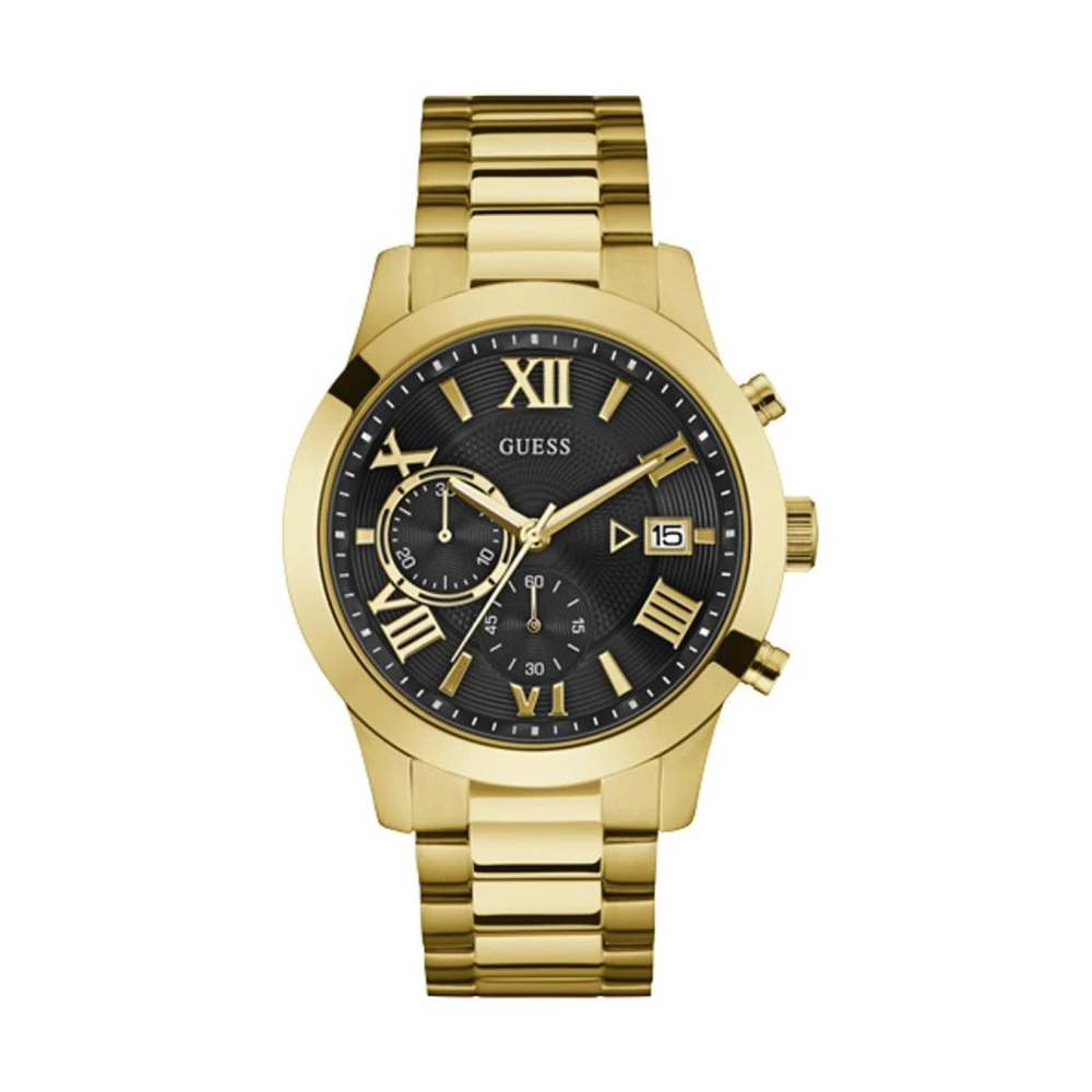Guess Men's Yellow Watches, One Size, Golden Steel Quartz Analog Watch