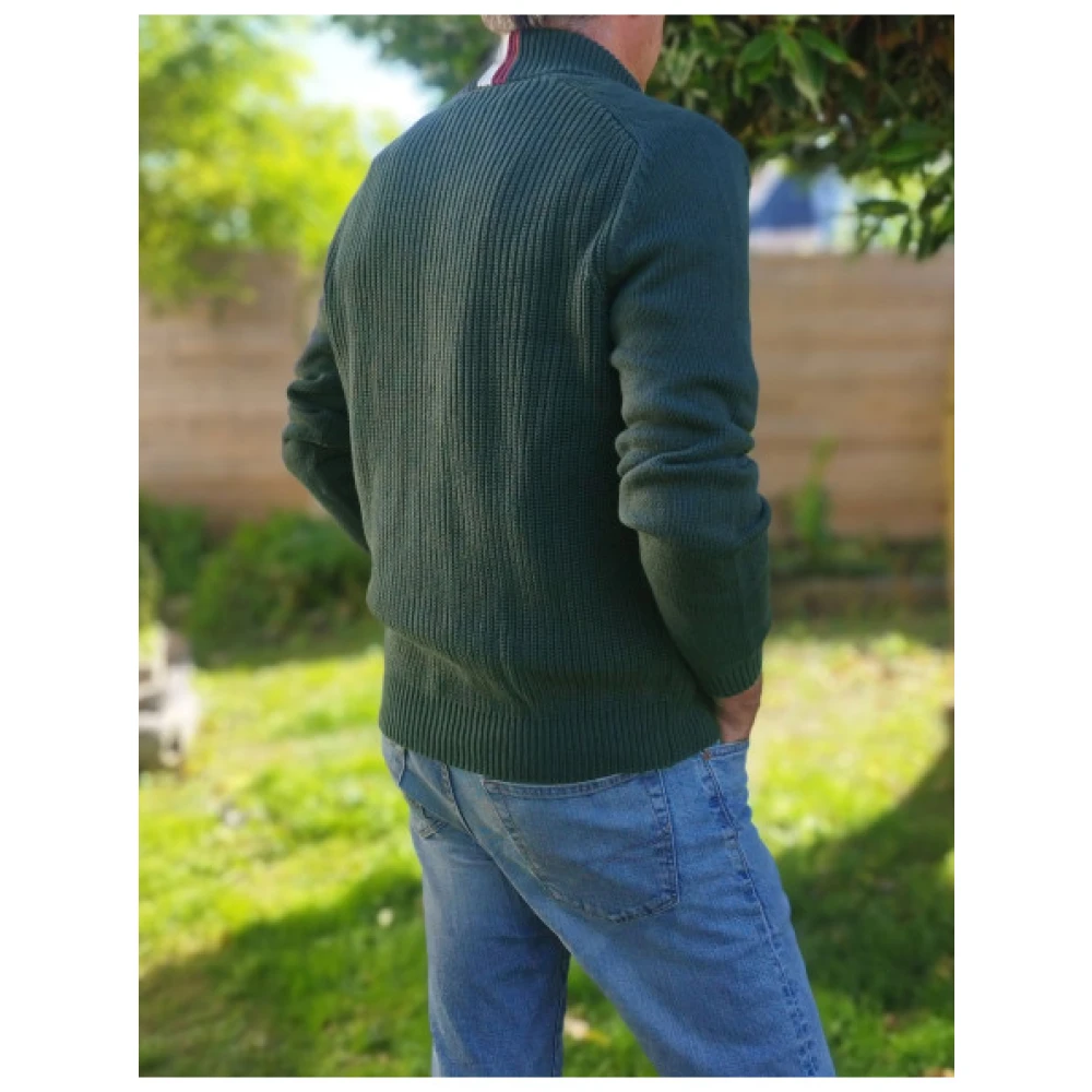 aeronautica militare Gebreid katoenen knoopCardigan Green Heren