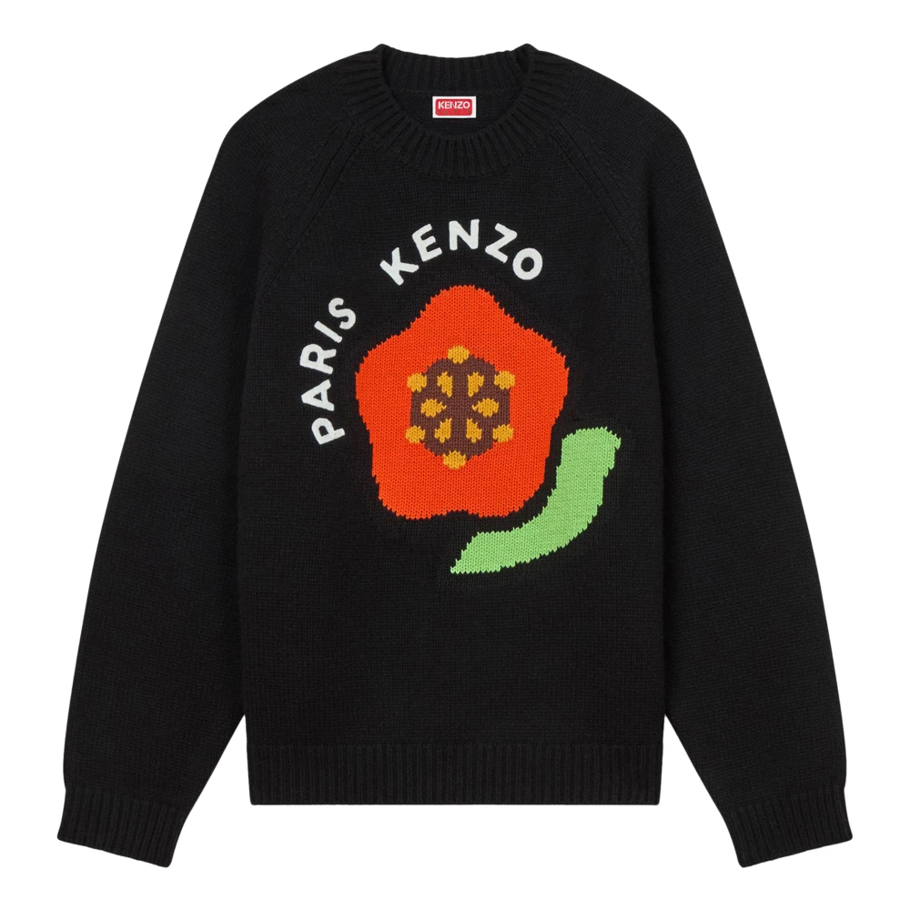 Kenzo Zwarte wollen sweatshirt met inleggrafiek Black Heren