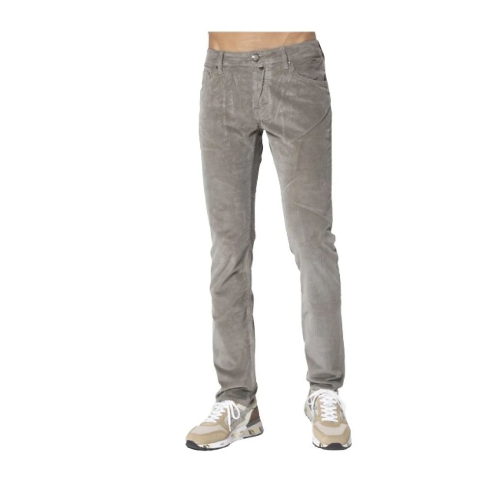 Jacob Cohën Herren Grau Slim Fit Cordhose In Taupe Grau Größe: W38