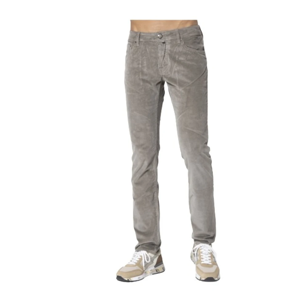Jacob Cohën Slim Fit Corduroy Jeans in Taupe Grijs Gray Heren