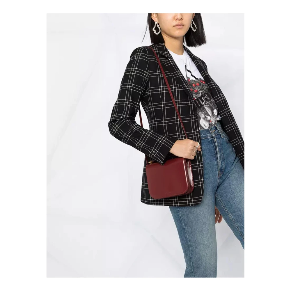 Twinset Zwarte Geruite Wollen Jas Black Dames