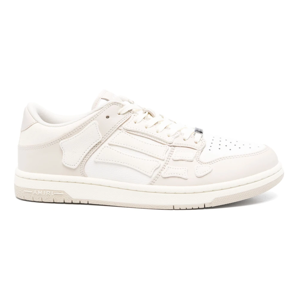 Amiri Men's Beige Sneakers, 10 Uk, Leather Trainers With Skeleton Applique