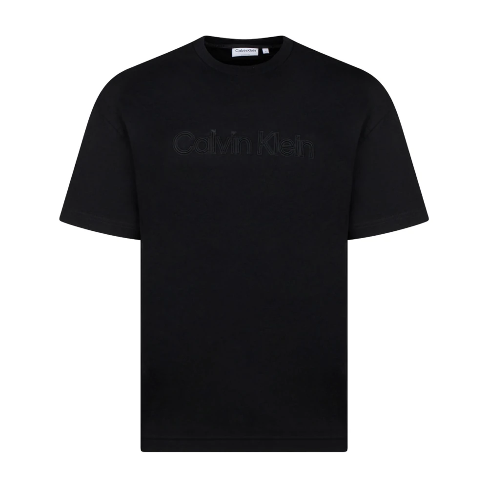 Calvin Klein Zwart Logo T-shirt Ronde Hals Korte Mouwen Black Heren