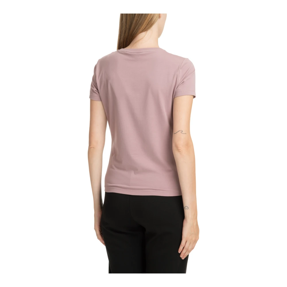 Emporio Armani EA7 Effen Logo Strass T-shirt Pink Dames