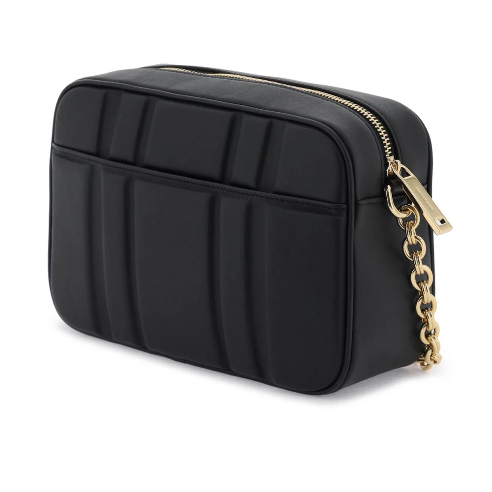 Salvatore Ferragamo Gewatteerde leren cameratas met reliëfpatroon Black Dames