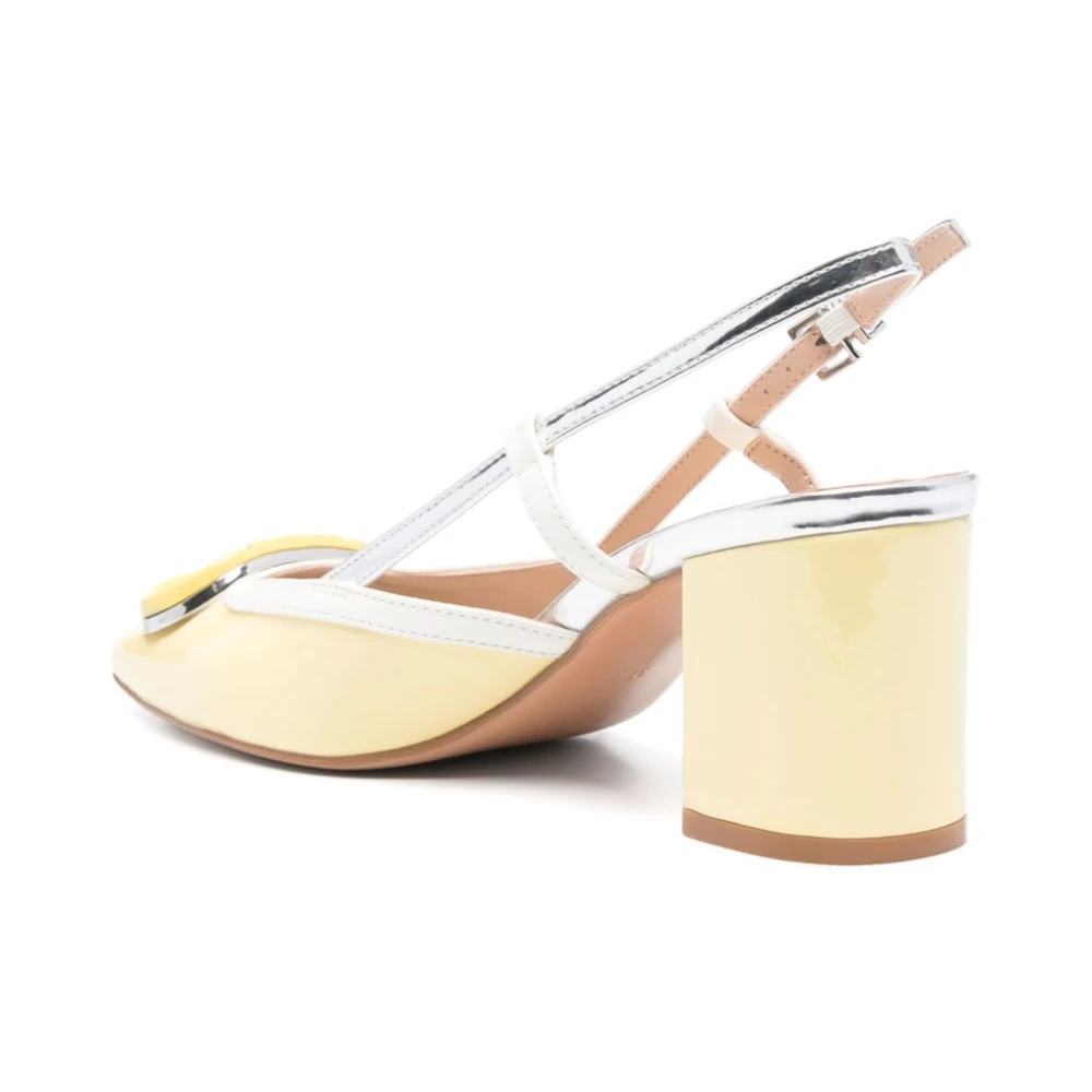 Twinset Gele Slingback Sandalen met Logo Plaque Beige Dames