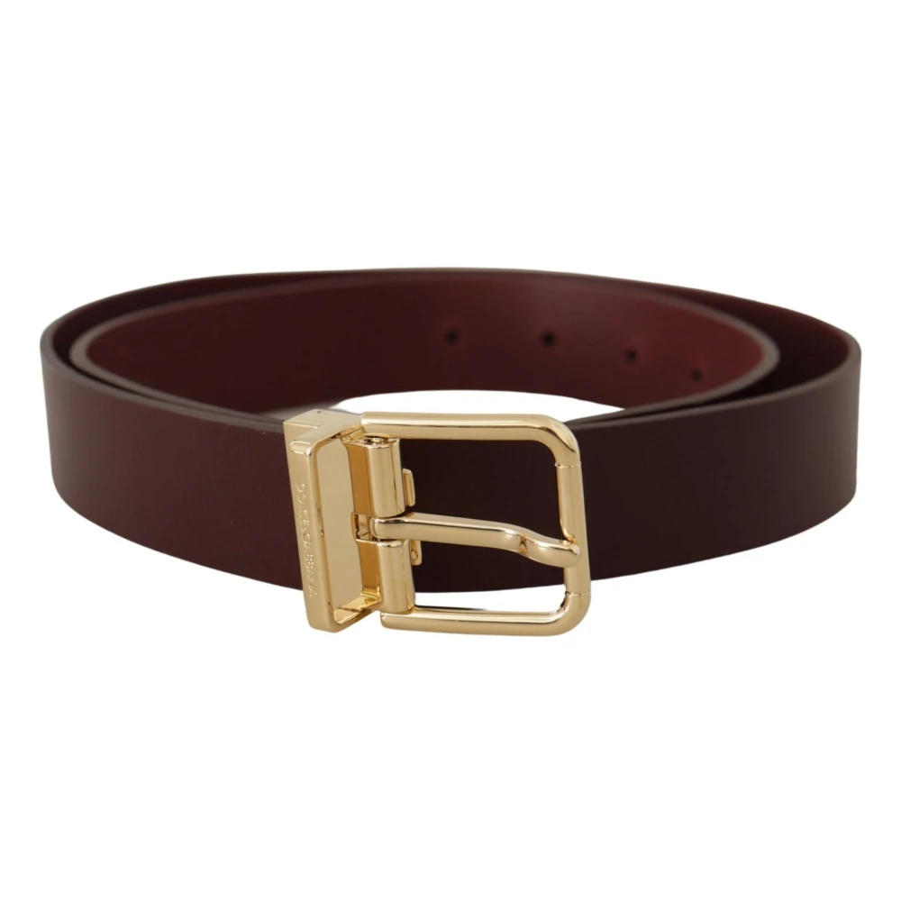 Dolce & Gabbana Elegante kastanjebruine leren riem Brown Heren