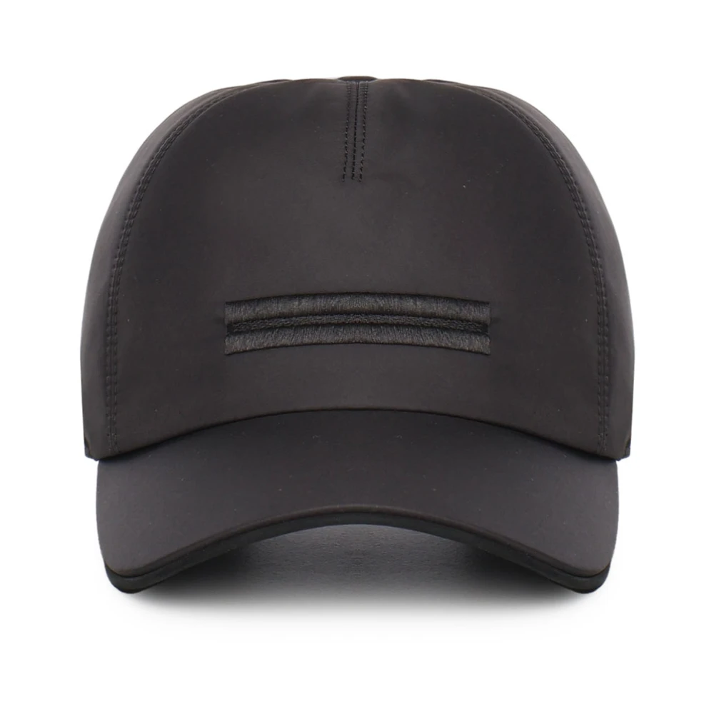 Ermenegildo Zegna Zwarte zonneklep met voorborduursel Black Heren