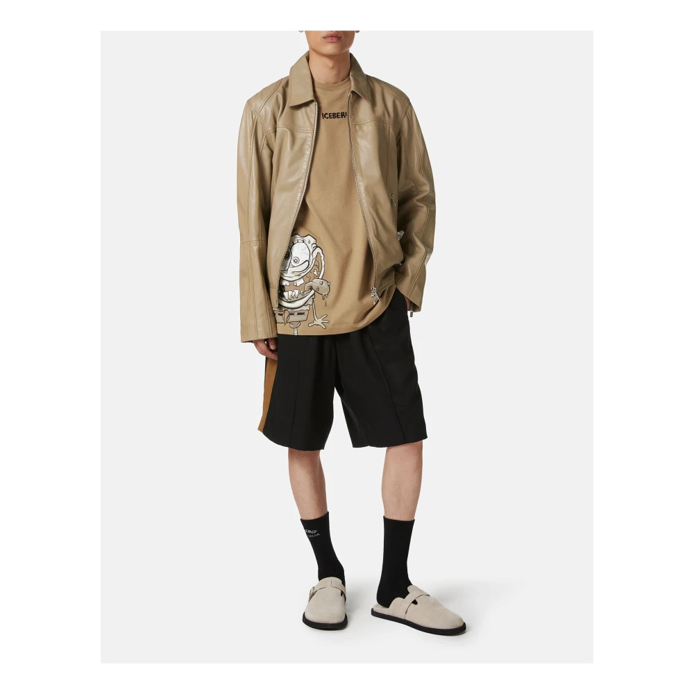 Iceberg Regular fit modderkleurig T-shirt met SpongeBob-print in jersey Brown Heren