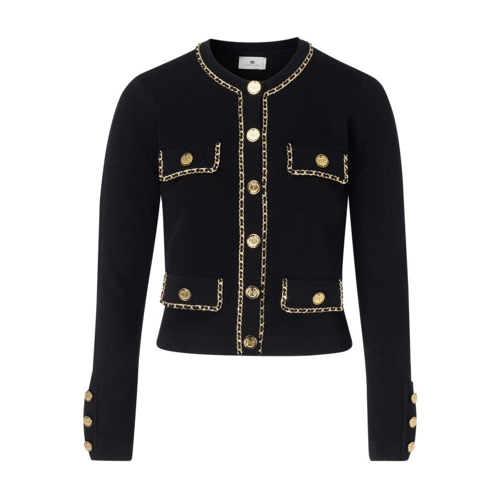 Elisabetta Franchi Zwarte Gebreide Top Black Dames