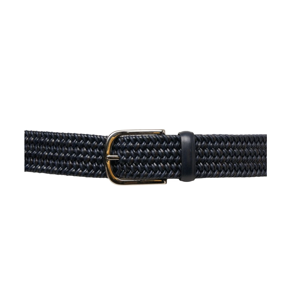 Orciani Blauwe Leren Stretch Riem Blue Heren