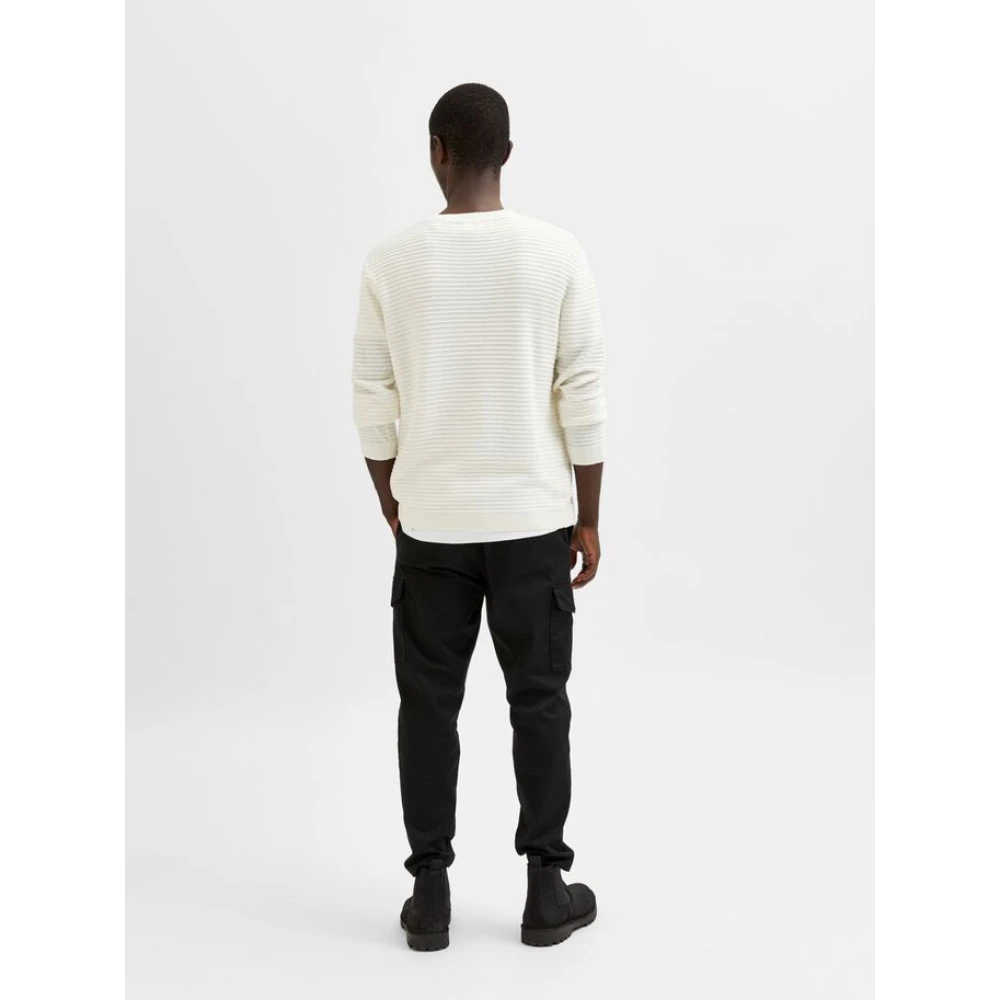 Selected Homme Masei geribbelde gebreide pullover White Heren