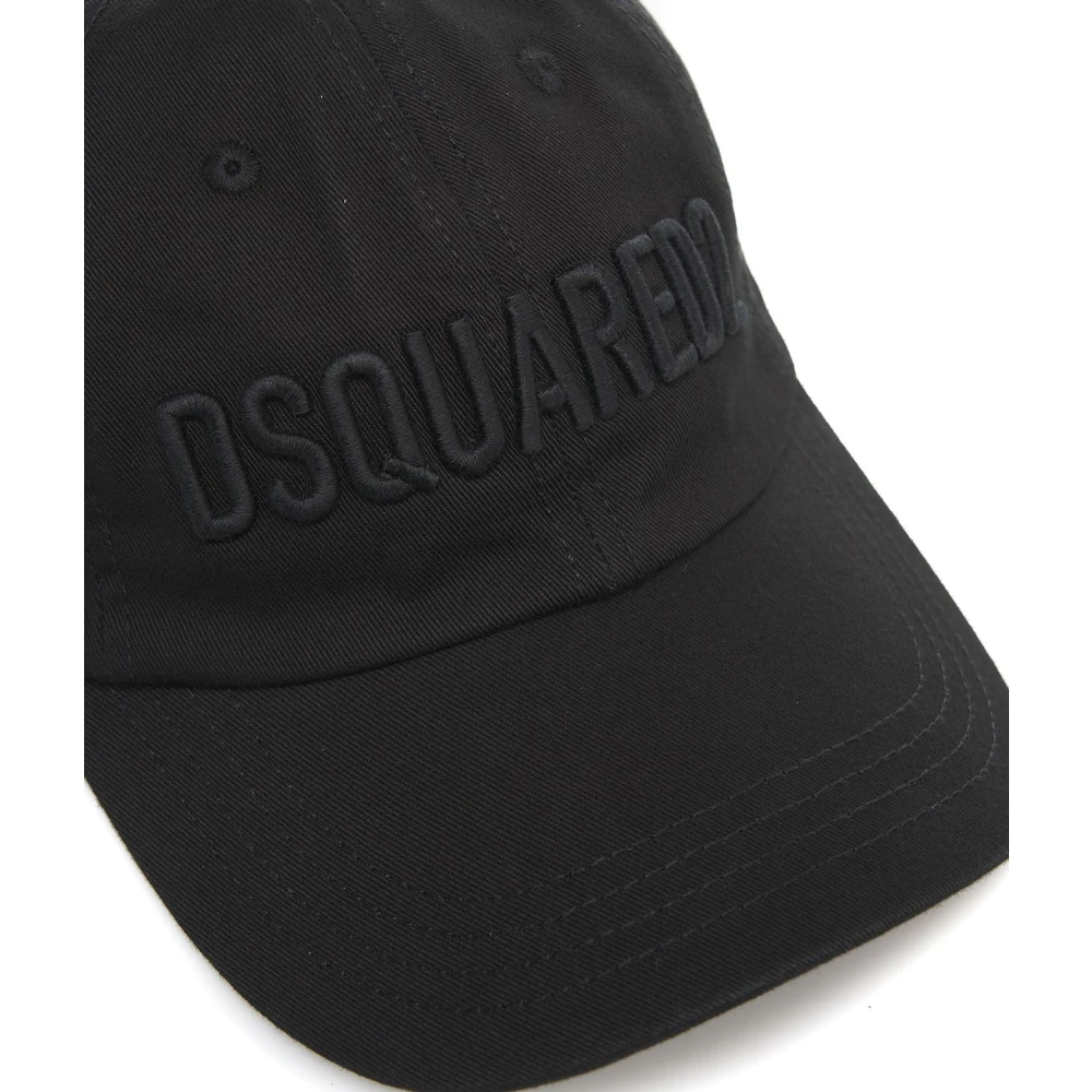 Dsquared2 Zwarte Baseballpet Logo Borduurwerk Black Heren