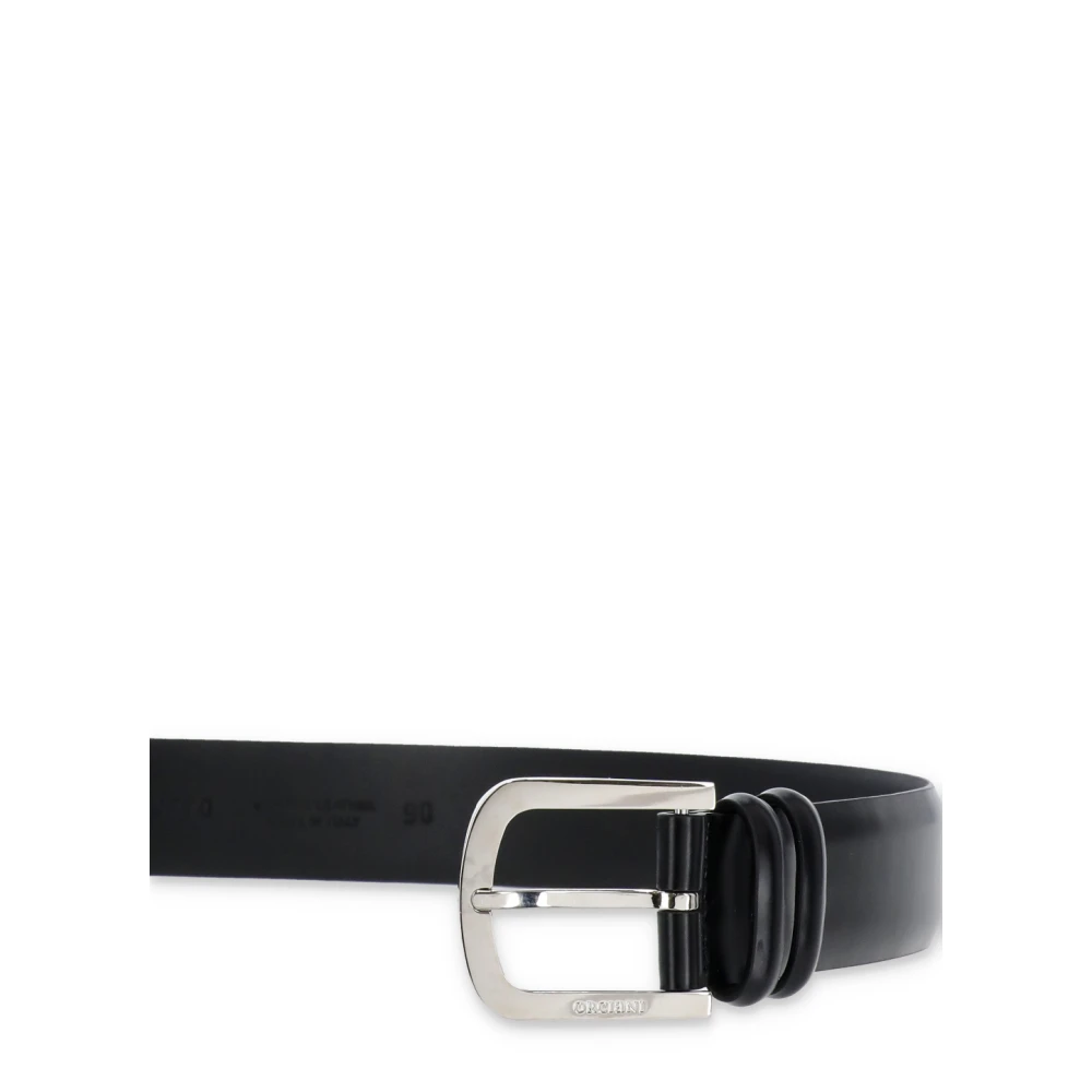 Orciani Zwart gladleren riem met logo Black Heren