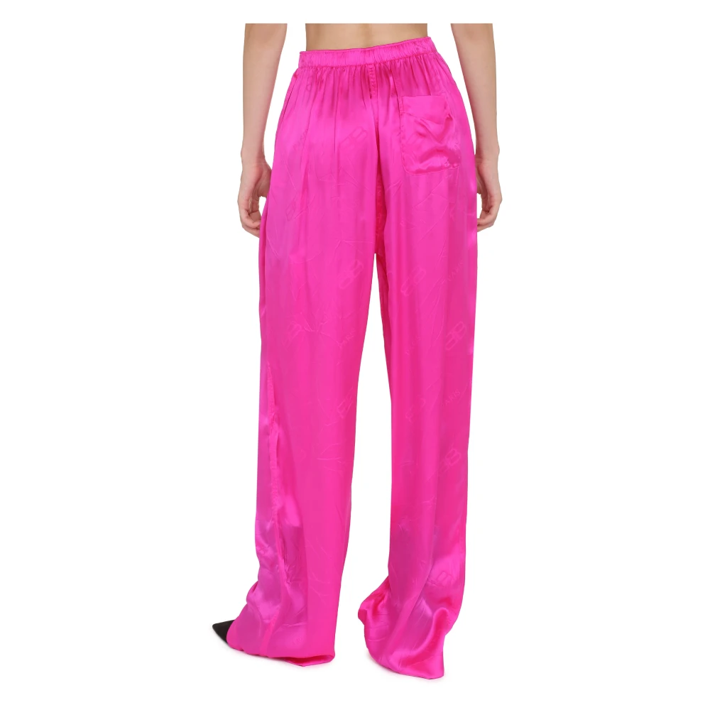 Balenciaga Zijden Pajamabroek met Kreukeleffect Pink Dames