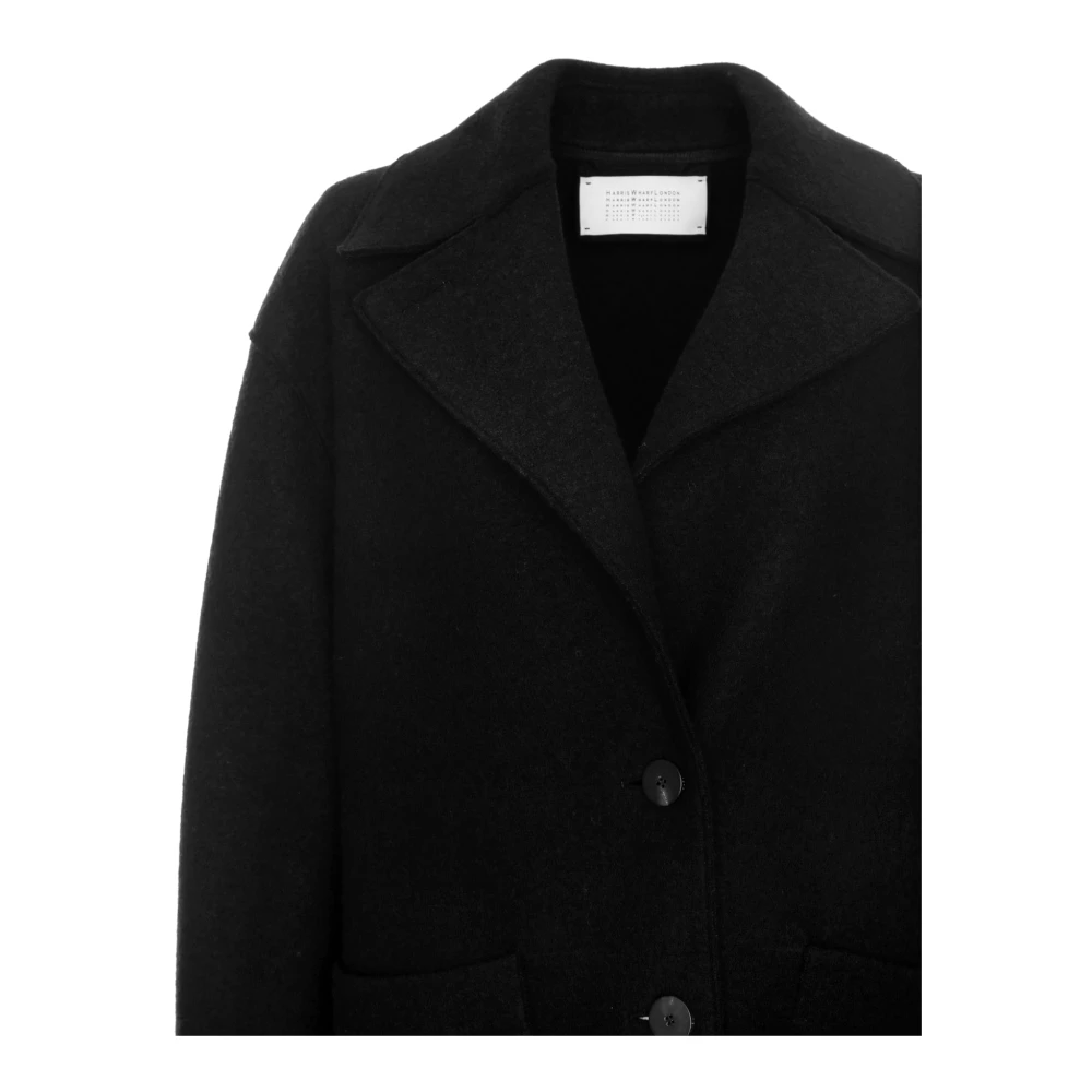 Harris Wharf London Gekookte Wollen Mantel Black Dames