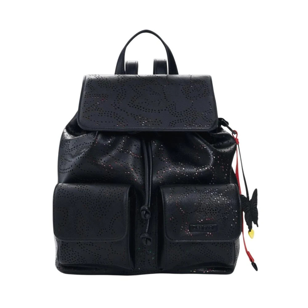 Desigual Women's Black Backpacks, One Size, Rucksack With Button Fastening And Multiple Pockets