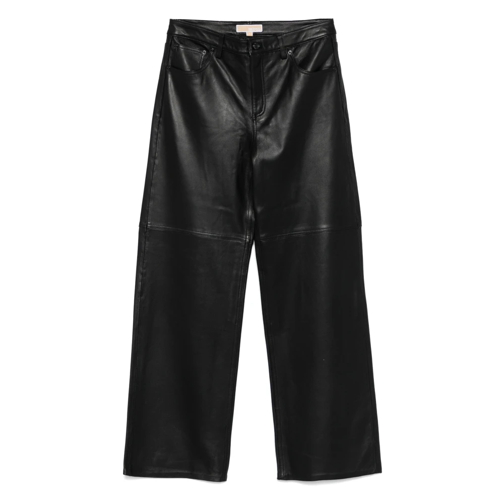 Michael Kors Zwarte leren broek Black Dames