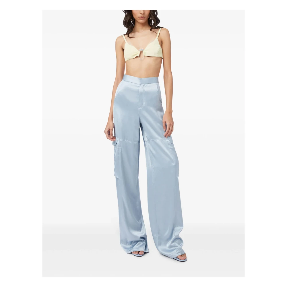 Gcds Blauwe Satijnen Cargo Broek Blue Dames