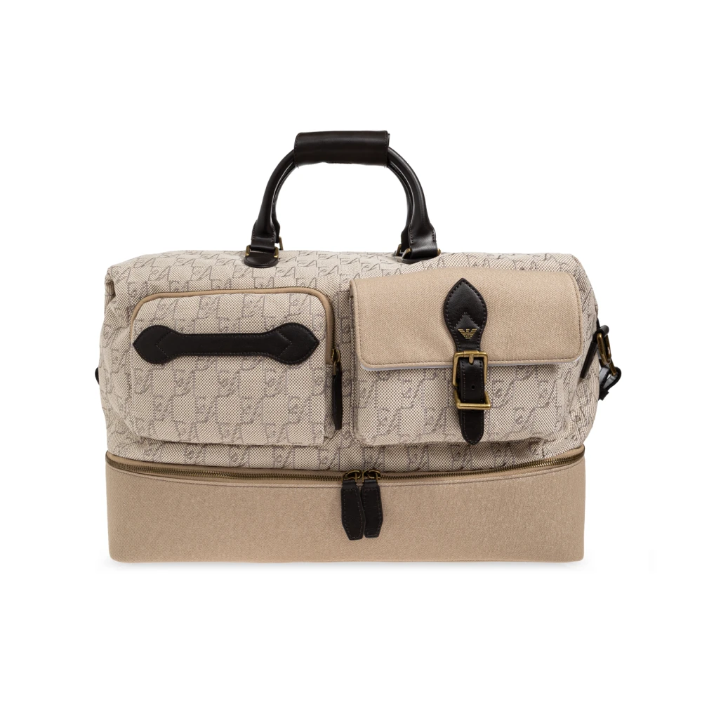 Emporio Armani Bolsa De Cabina Con Monograma Bags Hombre Beige 
