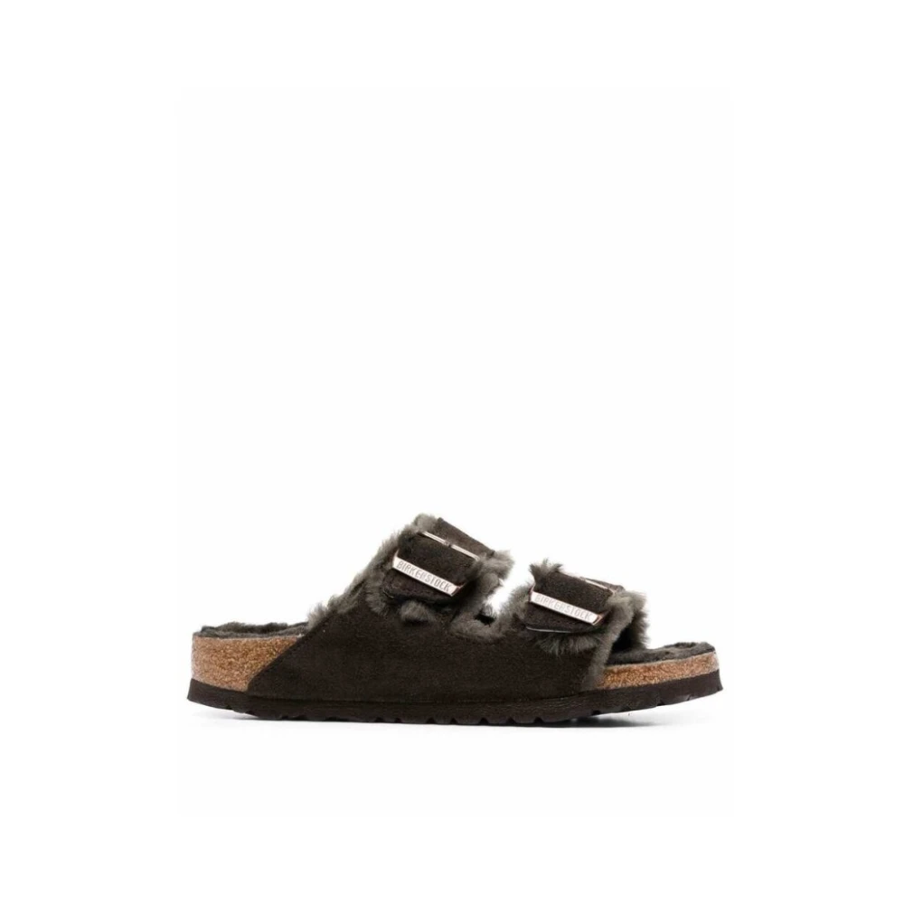 Birkenstock Women's Brown Sliders, 4 Uk, Sandals Arizona Shearling Narrow