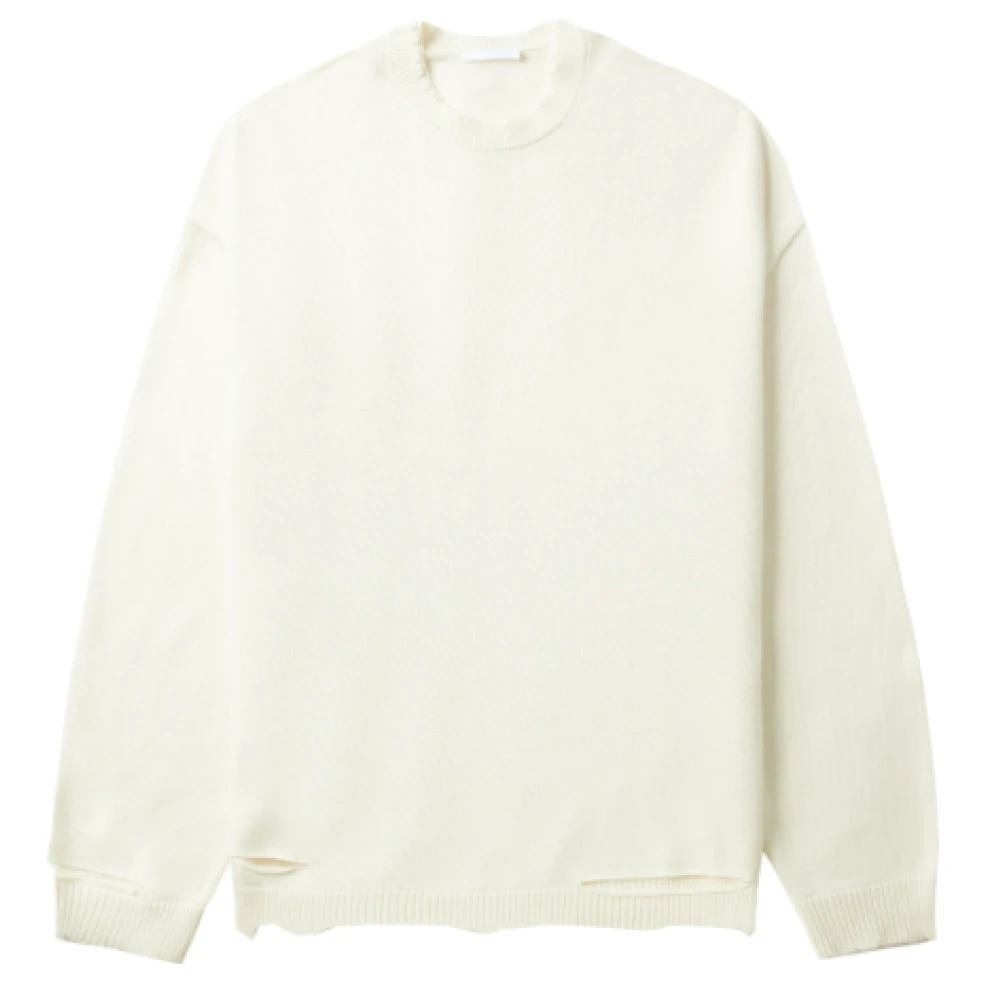 Helmut Lang Ivory Rib Crewneck Sweater Beige Heren