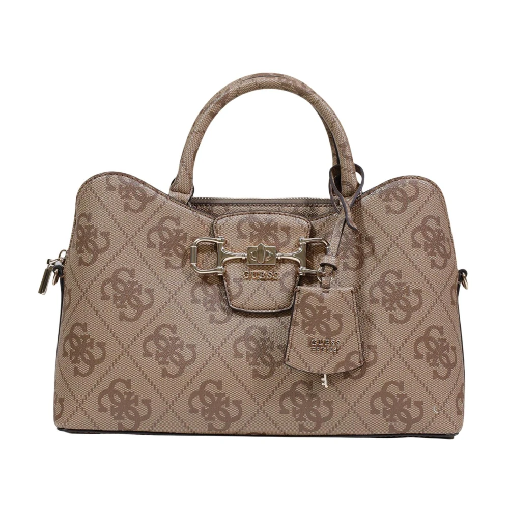 Guess Women's Beige Handbags, One Size, Janie Logo Girlfriend Satchel