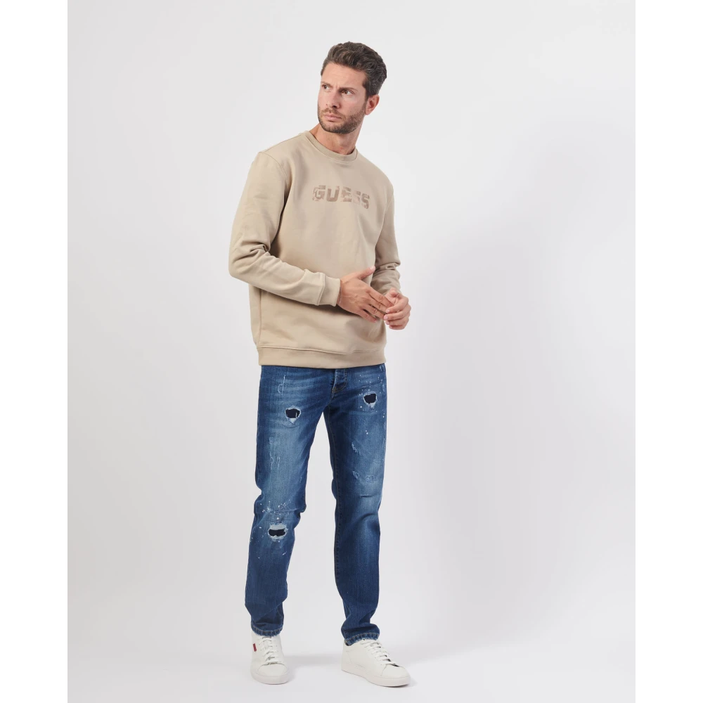 Guess Beige Sweatshirt met Lange Mouwen van Katoen Beige Heren