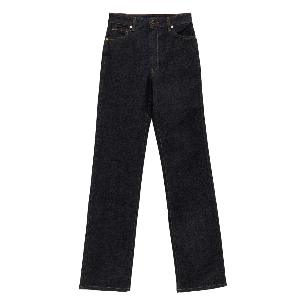 Khaite Women's Black Straight Fit Jeans, W27, Button Embellished Danielle Jeans With Contrast Stitching