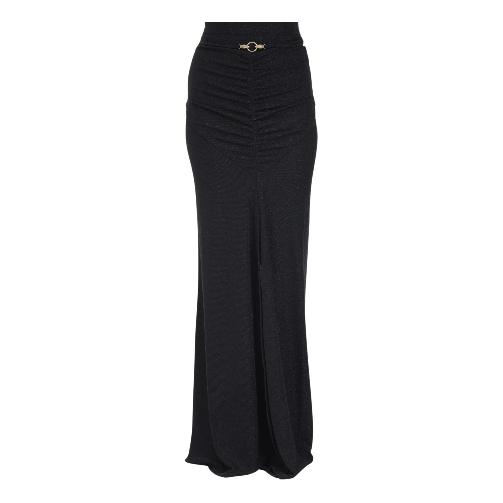 Just Cavalli Zwarte Lurex Midi Rok met Slang Detail Black Dames