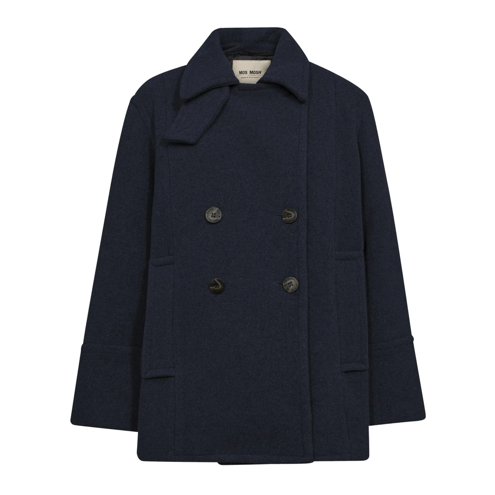 Mos Mosh Blue Classic Wool Jacket In Navy - Female - Double-Breasted Coats - Xl - Coats
