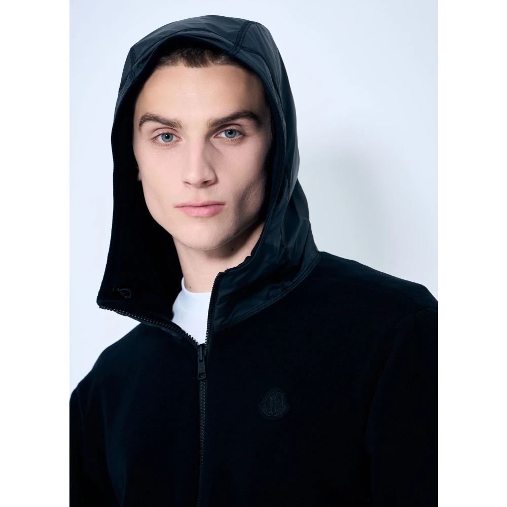 Moncler Fleece Zip-Up Vest met Capuchon Black Heren