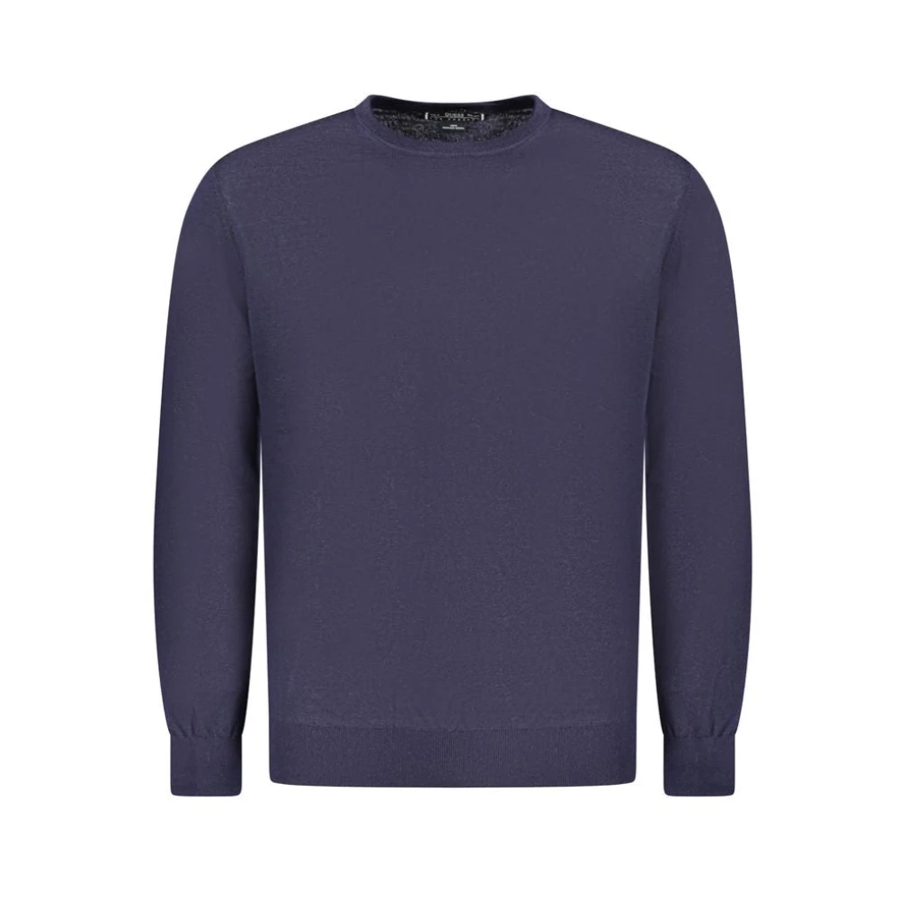 Guess Men's Blue Round-Neck Knit Jumper - Round-Neck Knitwear - M - Knitwear