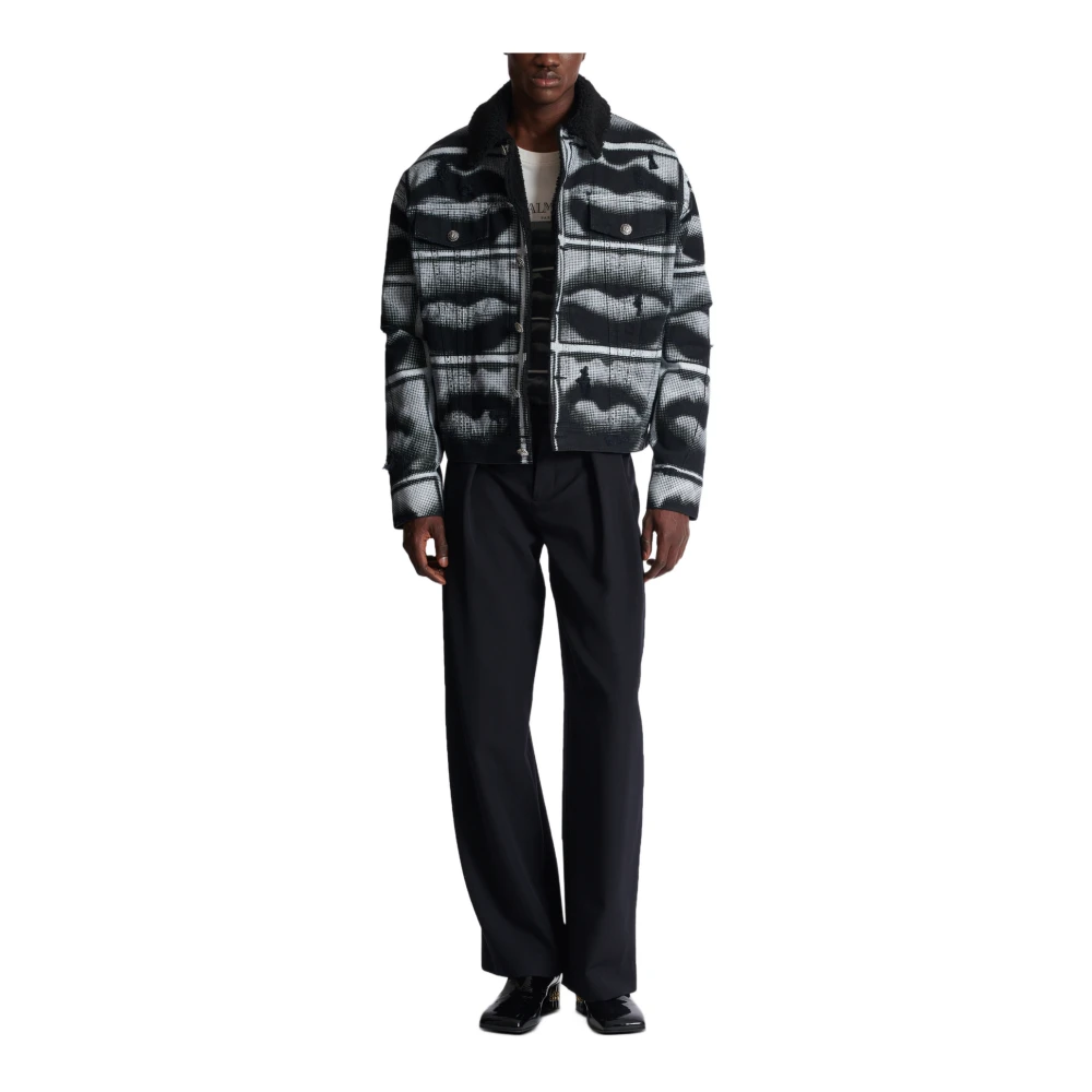 Balmain Spijkerjas met lippenprint Multicolor Heren